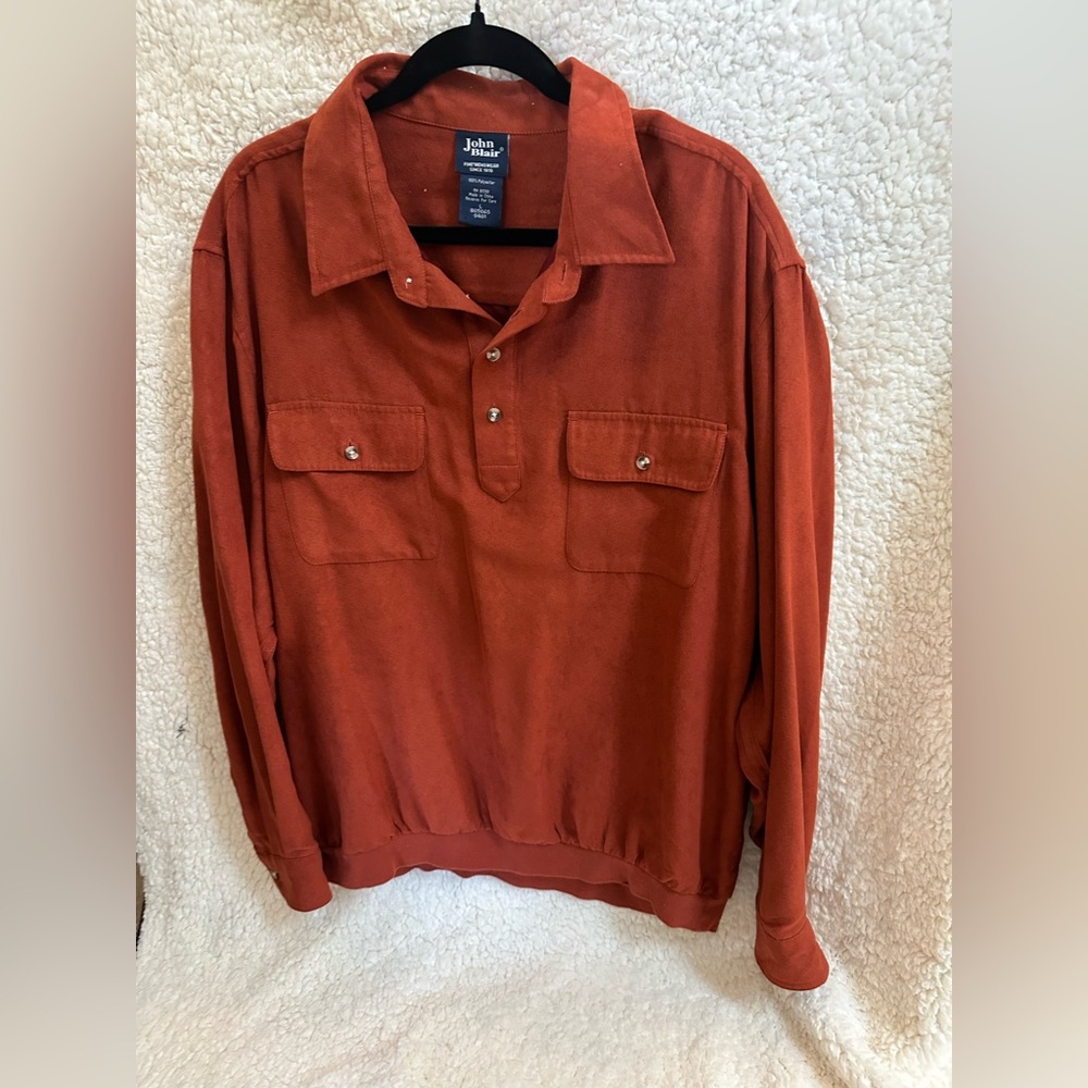 Men's Casual Rust Button Down Shirt